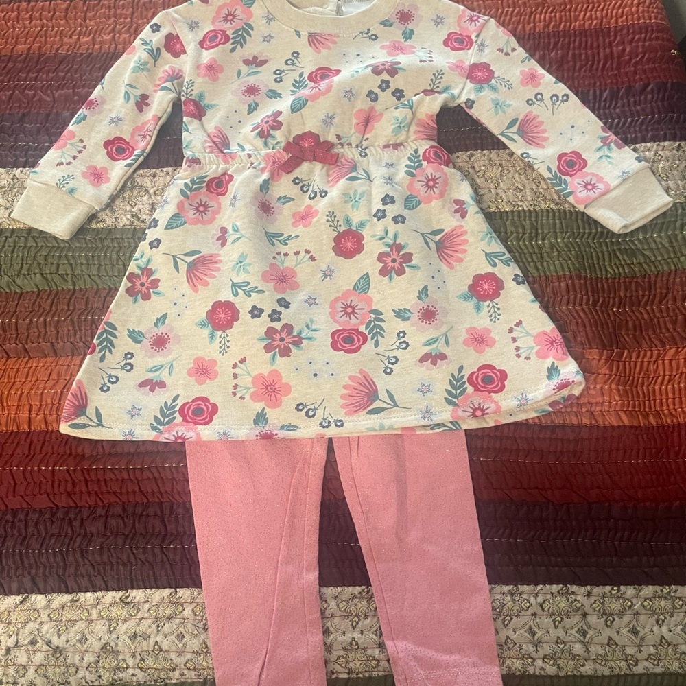 Floral Kids two-piece Set - Pink and Cream